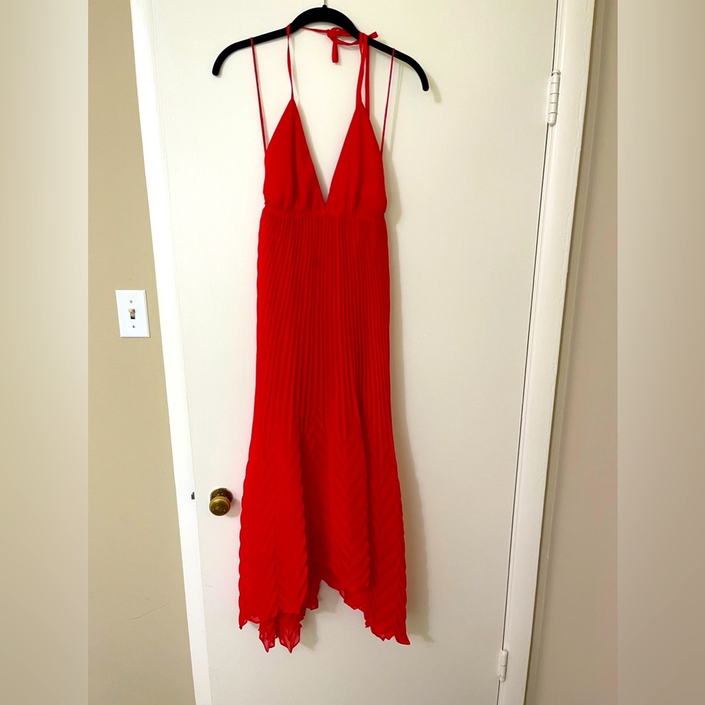 Alice & Olivia red halter dress